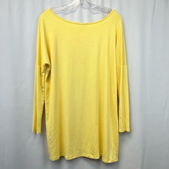 Reborn J Womens Blouse Solid Yellow Long Sleeve Scoop Neck Stretch Knit M - Picture 5 of 10